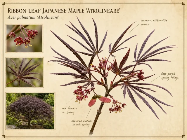 Ribbon-Leaf Japanese Maple ‘Atrolineare’ (Acer palmatum ‘Atrolineare’)