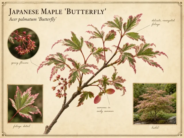 Japanese Maple ‘Butterfly’ (Acer palmatum ‘Butterfly’)