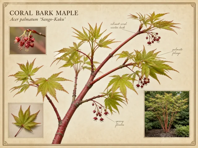 Coral Bark Maple (Acer palmatum ‘Sango-Kaku’)