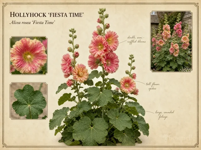 Hollyhock ‘Fiesta Time’ (Alcea rosea ‘Fiesta Time’)