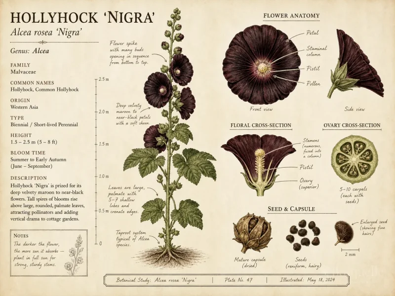 Hollyhock ‘Nigra’ (Alcea rosea ‘Nigra’)