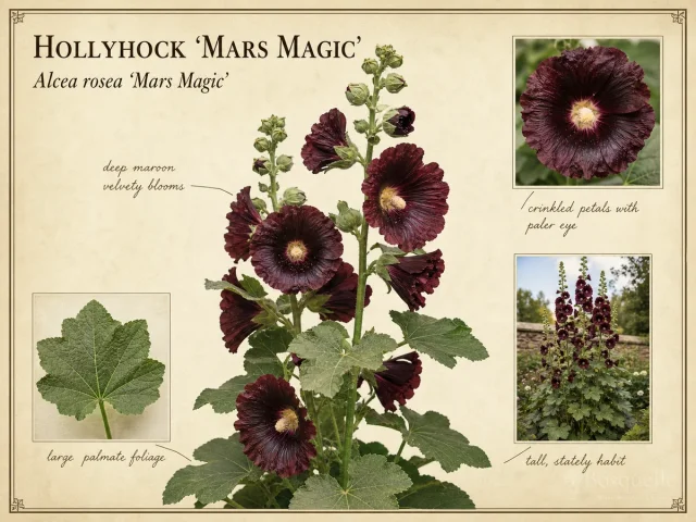 Hollyhock ‘Mars Magic’ (Alcea rosea ‘Mars Magic’)