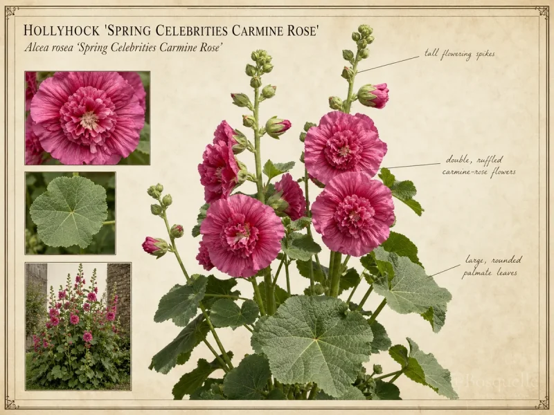 Hollyhock ‘Spring Celebrities Carmine Rose’ (Alcea rosea ‘Spring Celebrities Carmine Rose’)
