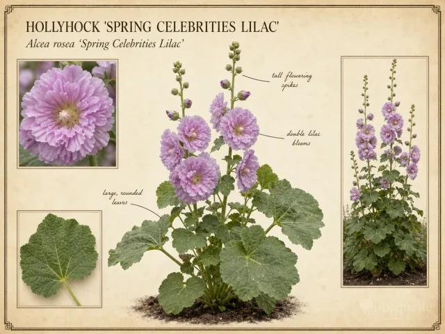 Hollyhock ‘Spring Celebrities Lilac’ (Alcea rosea ‘Spring Celebrities Lilac’)