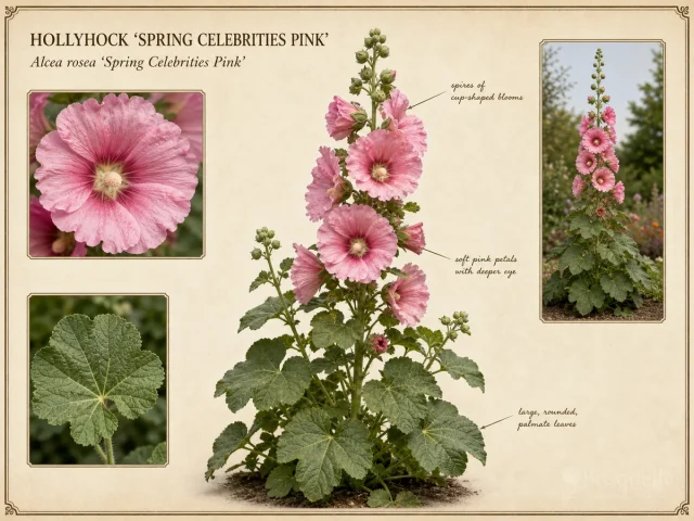 Hollyhock ‘Spring Celebrities Pink’ (Alcea rosea ‘Spring Celebrities Pink’)