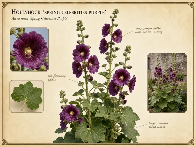 Hollyhock ‘Spring Celebrities Purple’ (Alcea rosea ‘Spring Celebrities Purple’)