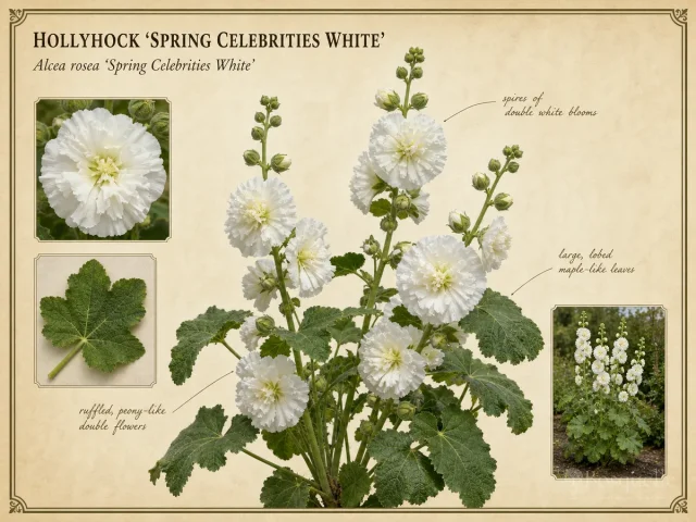 Hollyhock ‘Spring Celebrities White’ (Alcea rosea ‘Spring Celebrities White’)