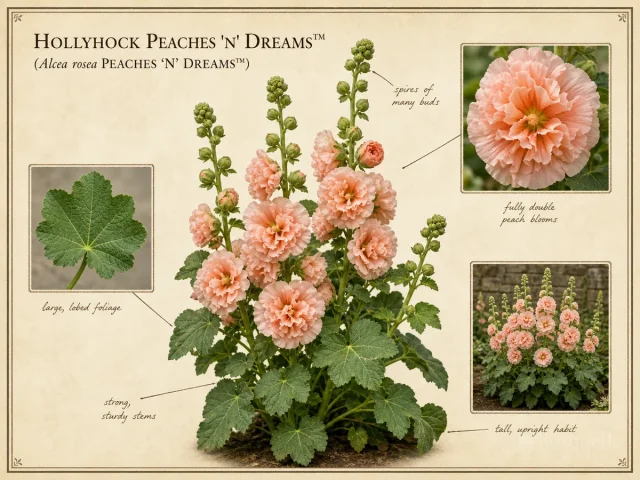 Hollyhock PEACHES ‘N’ DREAMS™ (Alcea rosea PEACHES ‘N’ DREAMS™)