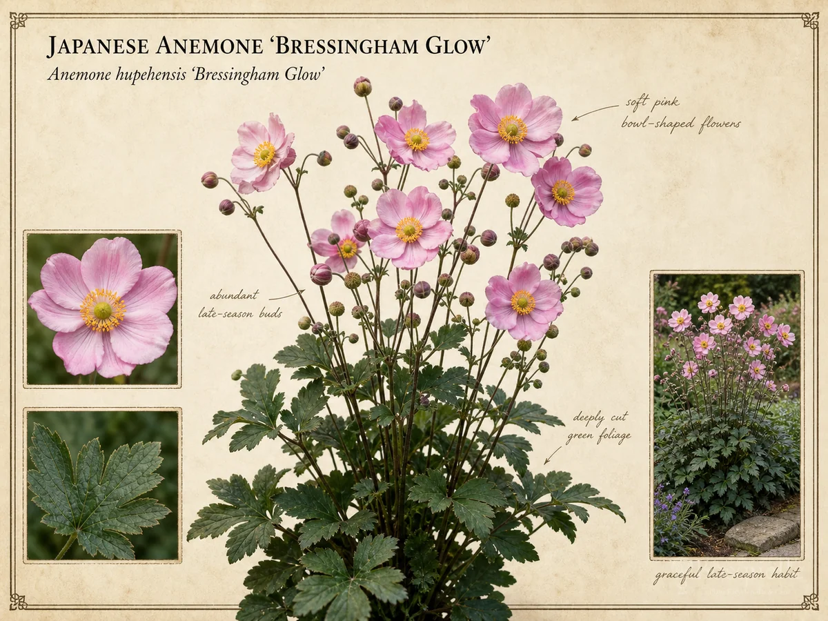 Japanese Anemone ‘Bressingham Glow’ (Anemone hupehensis ‘Bressingham Glow’)