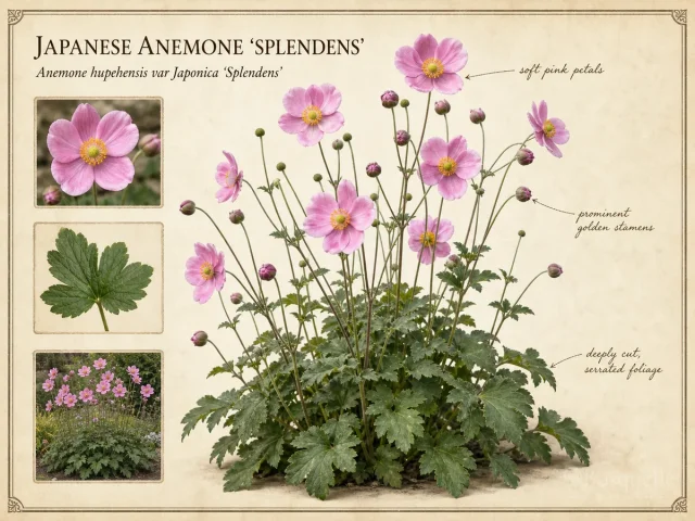 Japanese Anemone ‘Splendens’ (Anemone hupehensis var Japonica ‘Splendens’)