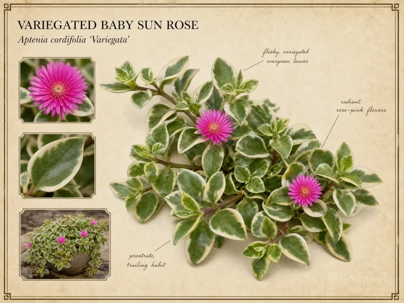 Variegated Baby Sun Rose (Aptenia cordifolia ‘Variegata’)