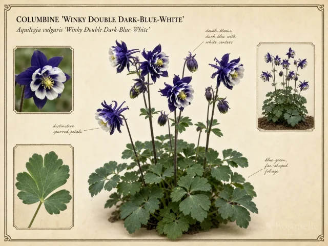 Columbine ‘Winky Double Dark-Blue-White’ (Aquilegia vulgaris ‘Winky Double Dark-Blue-White’)