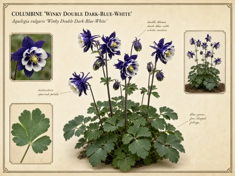 Columbine ‘Winky Double Dark-Blue-White’ (Aquilegia vulgaris ‘Winky Double Dark-Blue-White’)