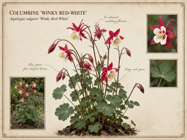 Columbine ‘Winky Red-White’ (Aquilegia vulgaris ‘Winky Red-White’)