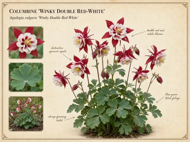Columbine ‘Winky Double Red-White’ (Aquilegia vulgaris ‘Winky Double Red-White’)