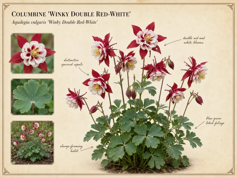 Columbine ‘Winky Double Red-White’ (Aquilegia vulgaris ‘Winky Double Red-White’)