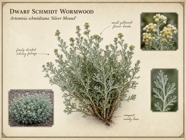 Dwarf Schmidt Wormwood (Artemisia schmidtiana ‘Silver Mound’)