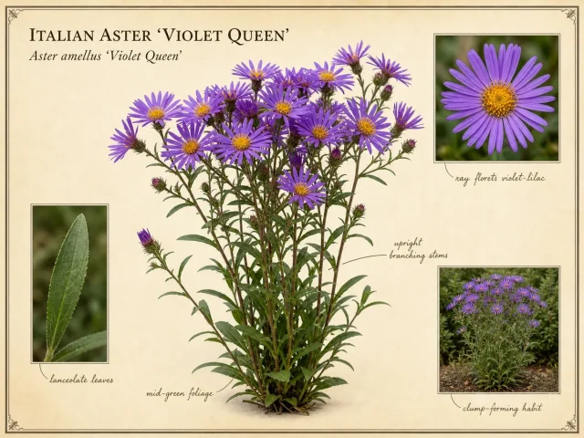 Italian Aster ‘Violet Queen’ (Aster amellus ‘Violet Queen’ or ‘Veilchenkönigin’)