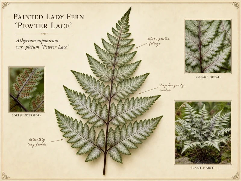 Painted Lady Fern ‘Pewter Lace’ (Athyrium niponicum var. pictum ‘Pewter Lace’)