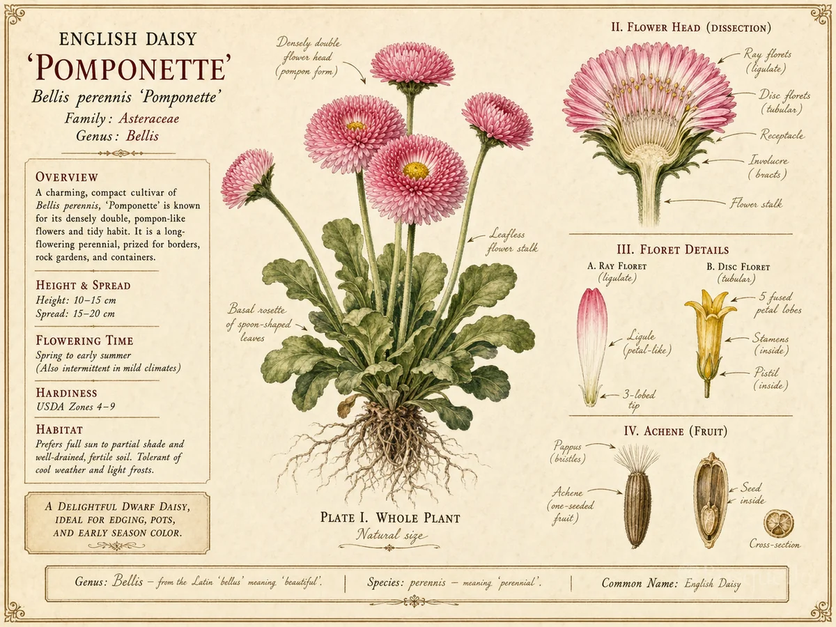 English Daisy ‘Pomponette’ (Bellis perennis ‘Pomponette’)