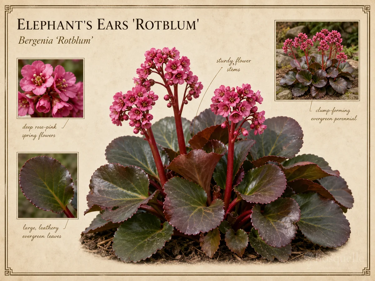 Elephant's Ears 'Rotblum' botanical diagram