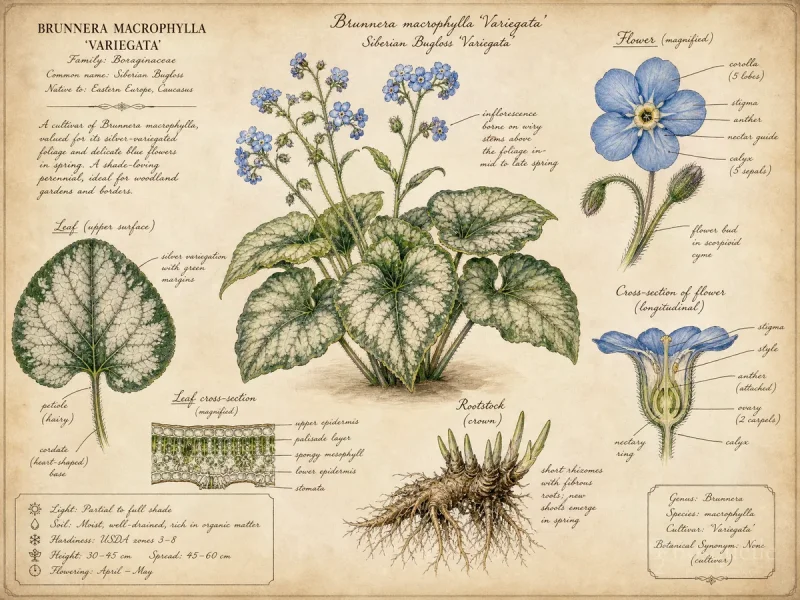Siberian Bugloss ‘Variegata’ (Brunnera macrophylla ‘Variegata’)