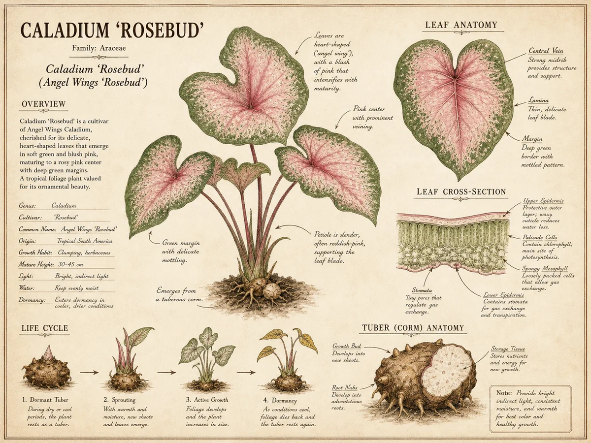 Angel Wings ‘Rosebud’ (Caladium ‘Rosebud’)