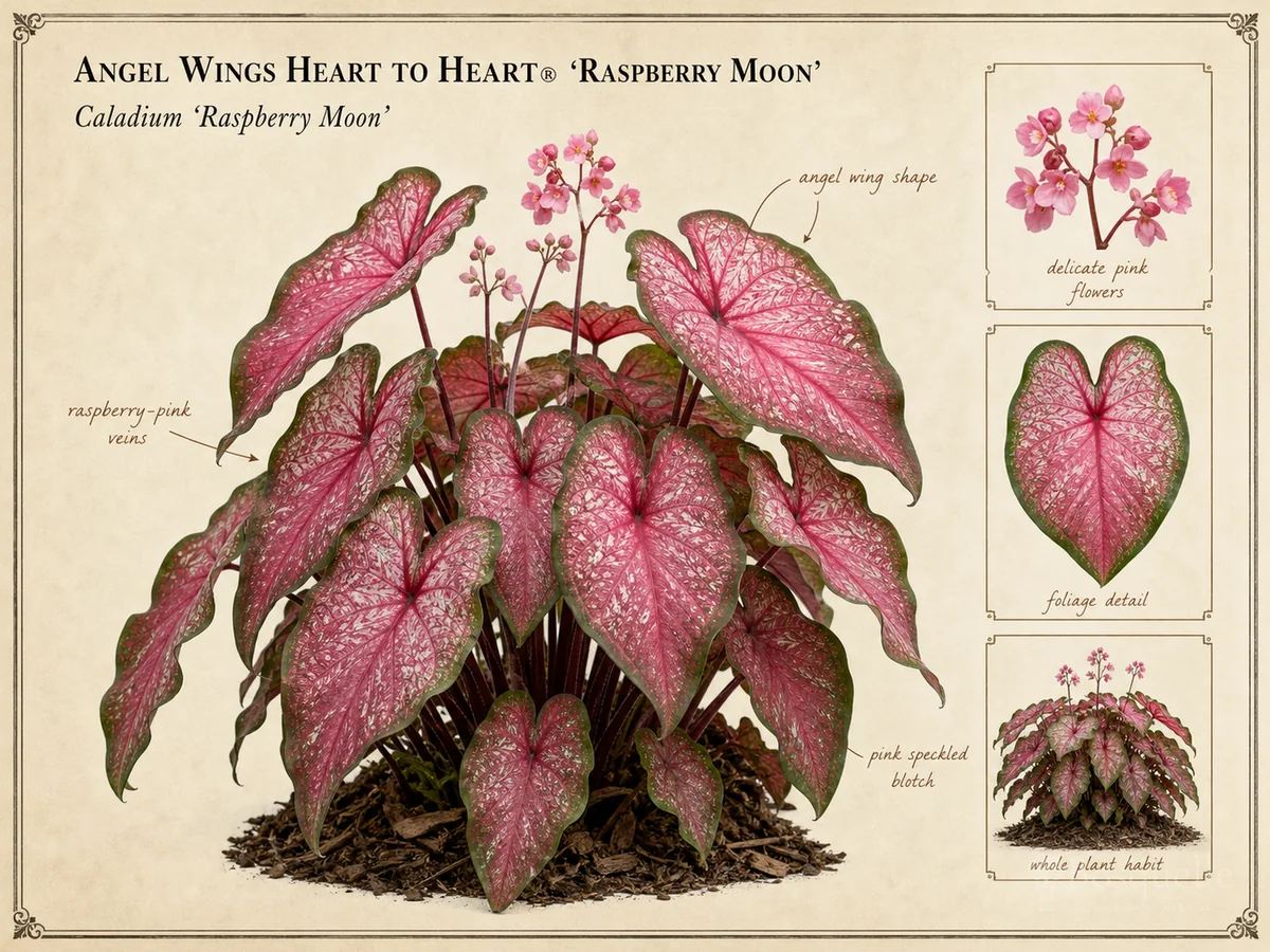Angel Wings Heart to Heart® ‘Raspberry Moon’ (Caladium Heart to Heart® ‘Raspberry Moon’)