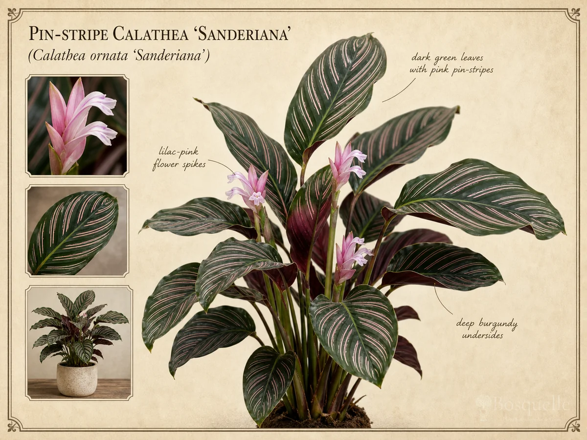 Pin-Stripe Calathea ‘Sanderiana’ (Calathea ornata ‘Sanderiana’)