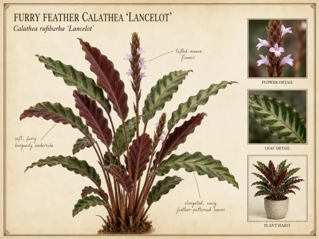 Furry Feather Calathea ‘Lancelot’ (Calathea rufibarba ‘Lancelot’)