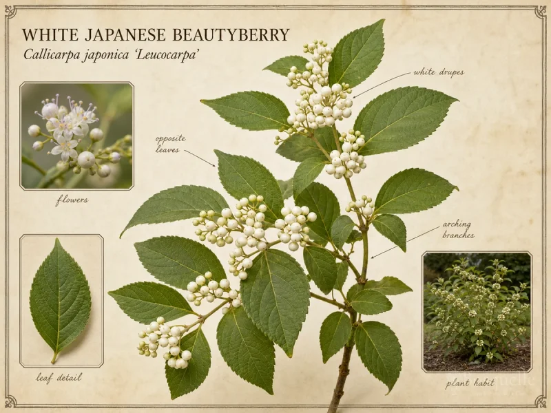 White Japanese Beautyberry (Callicarpa japonica ‘Leucocarpa’)