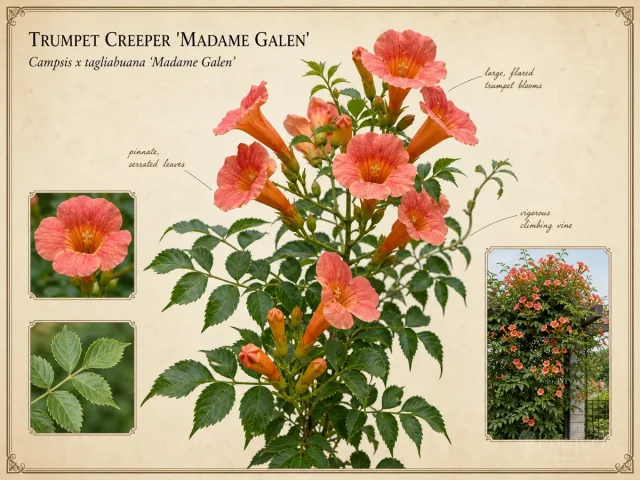 Trumpet Creeper ‘Madame Galen’ (Campsis x tagliabuana ‘Madame Galen’)