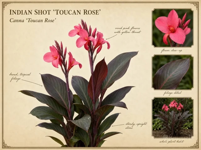 Indian Shot ‘Toucan Rose’ (Canna ‘Toucan Rose’)