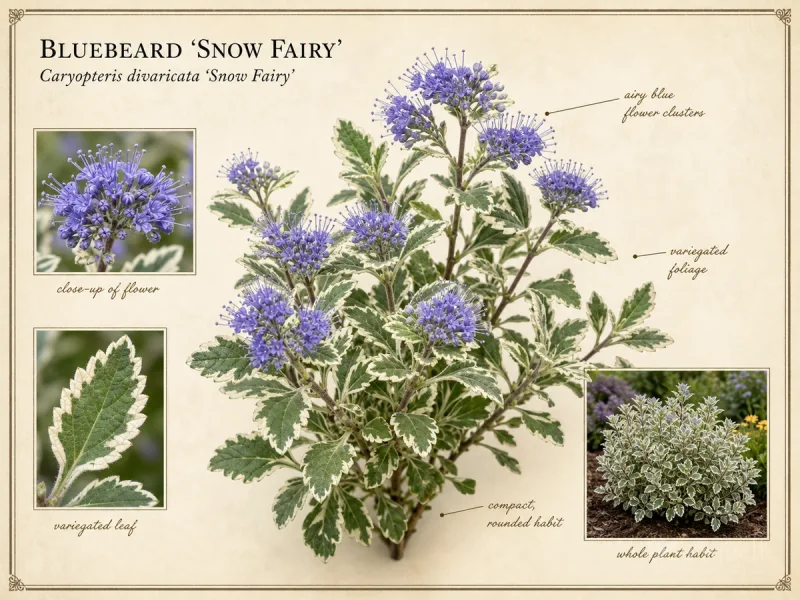 Bluebeard 'Snow Fairy' — Give it full sun and well-drained soil
