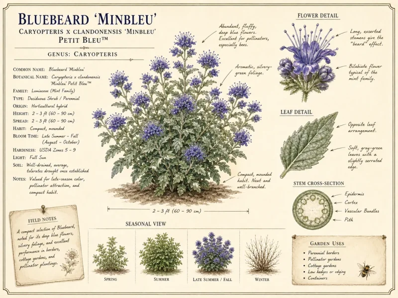 Bluebeard ‘Minbleu’ (Caryopteris x clandonensis ‘Minbleu’ Petit Bleu™)