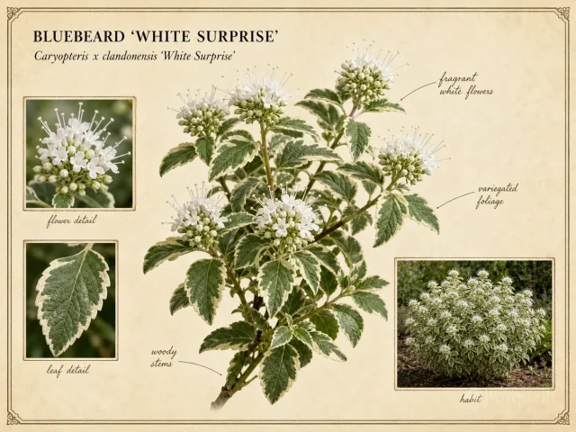 Bluebeard ‘White Surprise’ (Caryopteris x clandonensis ‘White Surprise’)