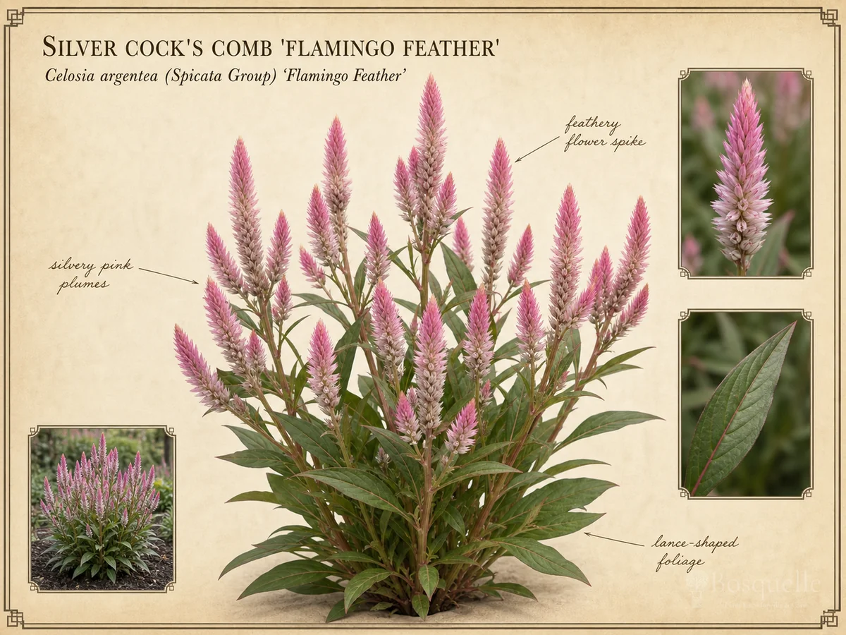 Silver Cock's Comb 'Flamingo Feather'
