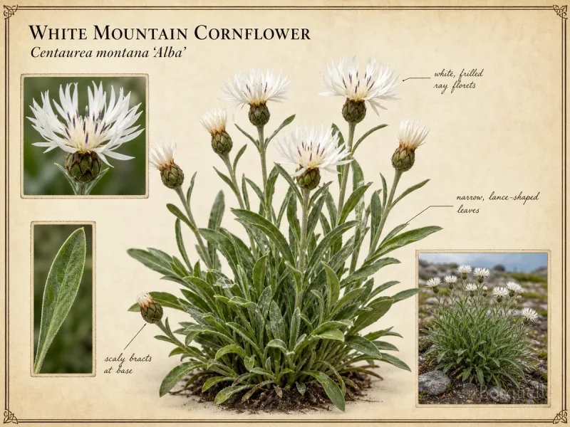 White Mountain Cornflower (Centaurea montana ‘Alba’)