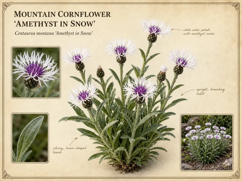 Mountain Cornflower ‘Amethyst in Snow’ (Centaurea montana ‘Amethyst in Snow’)