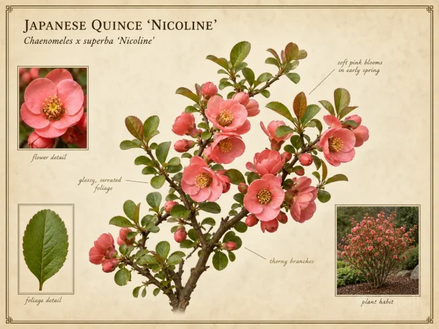 Japanese Quince ‘Nicoline’ (Chaenomeles x superba ‘Nicoline’)