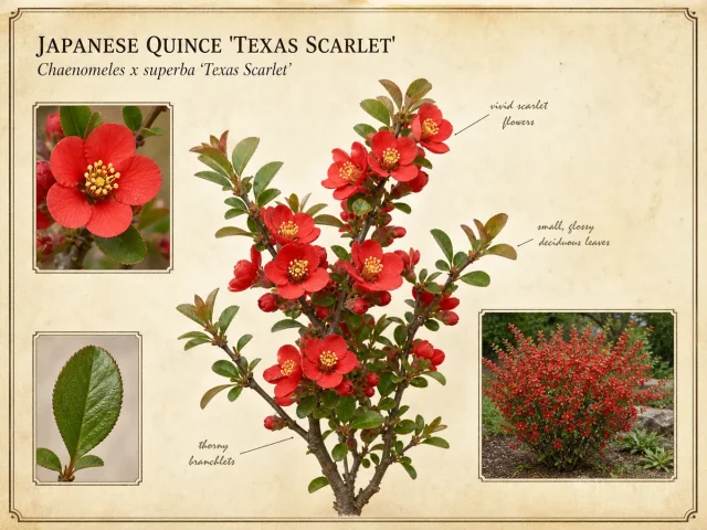 Japanese Quince ‘Texas Scarlet’ (Chaenomeles x superba ‘Texas Scarlet’)