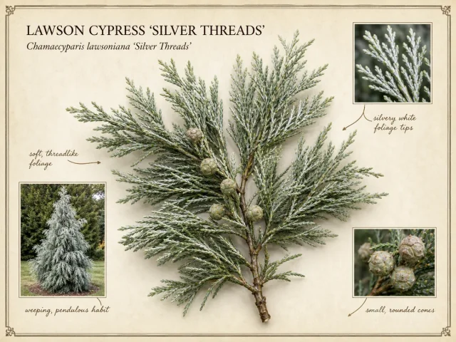 Lawson Cypress ‘Silver Threads’ (Chamaecyparis lawsoniana ‘Silver Threads’)