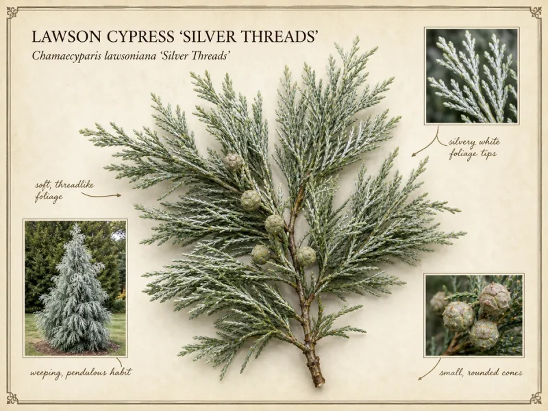 Lawson Cypress ‘Silver Threads’ (Chamaecyparis lawsoniana ‘Silver Threads’)