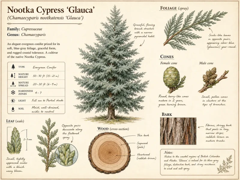 Nootka Cypress ‘Glauca’ (Chamaecyparis nootkatensis ‘Glauca’)