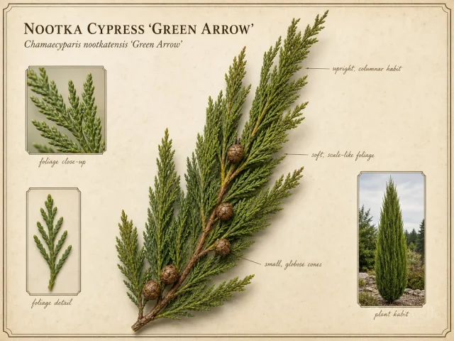 Nootka Cypress ‘Green Arrow’ (Chamaecyparis nootkatensis ‘Green Arrow’)