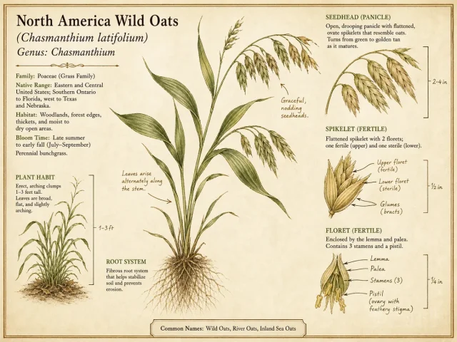North America Wild Oats (Chasmanthium latifolium)