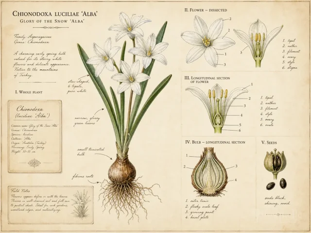 Glory of the Snow 'Alba' — Plant in fall, about 3 inches deep, pointy end up