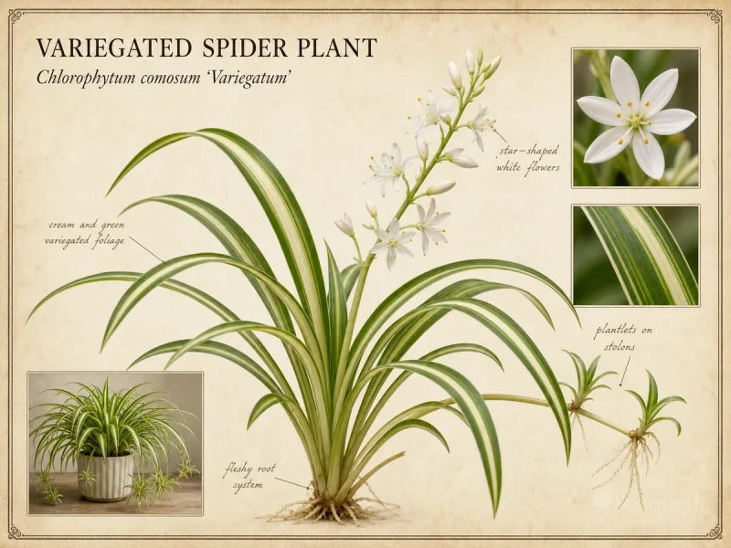 Variegated Spider Plant (Chlorophytum comosum ‘Variegatum’)