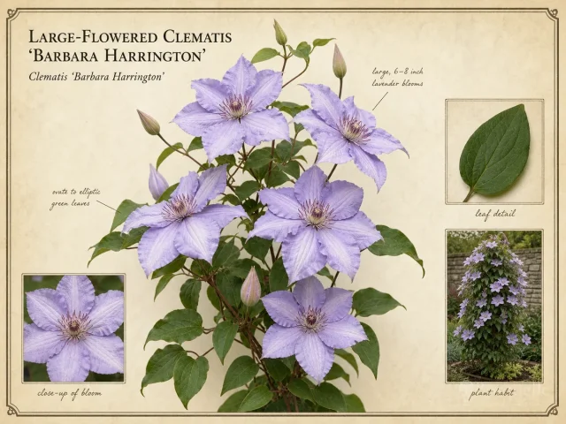 Large-Flowered Clematis 'Barbara Harrington'