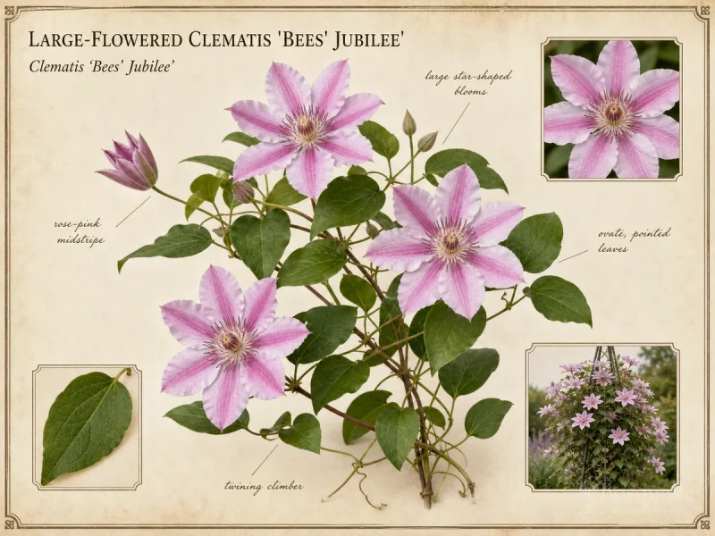 Large-Flowered Clematis ‘Bees’ Jubilee’ (Clematis ‘Bees’ Jubilee’)
